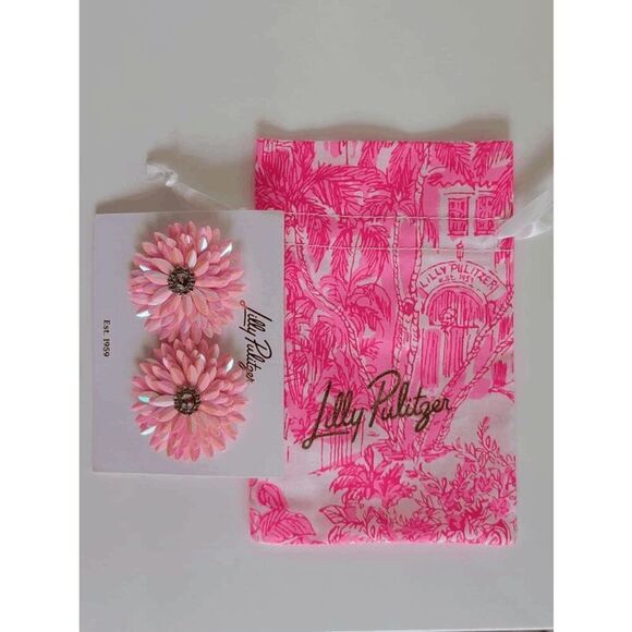 🌸 LILLY PULITZER Floral Pink Slice of Sunshine Earrings NEW WITH GIFT BAG - Picture 8 of 15